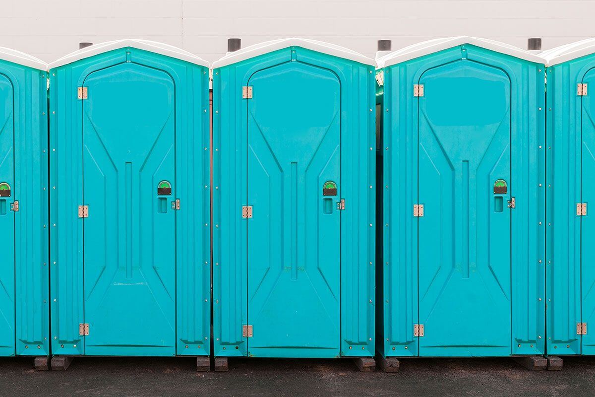 Industrial portable restroom units at a plant in Tampa, Florida