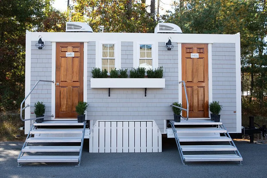 Wedding restroom units discretely staged at a venue in Tampa, Florida